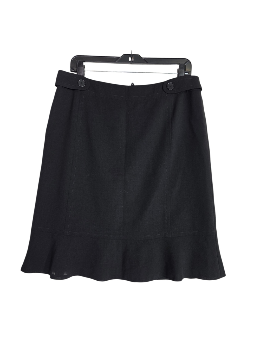 Akris Punto Black Pencil Skirt with Button-Waist Tabs